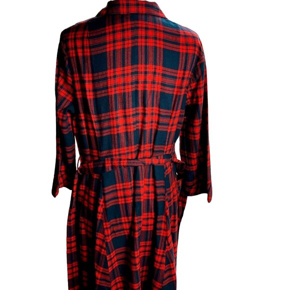 Vtg. Bard's Women’s M L Wool blend bath robe red plaid - Picture 2 of 13